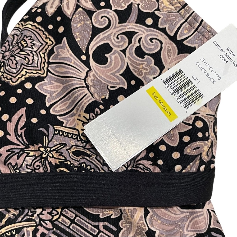 Carmen Marc Valvo V-Neck Tankini Top in Ornamental Floral - Picture 4 of 7